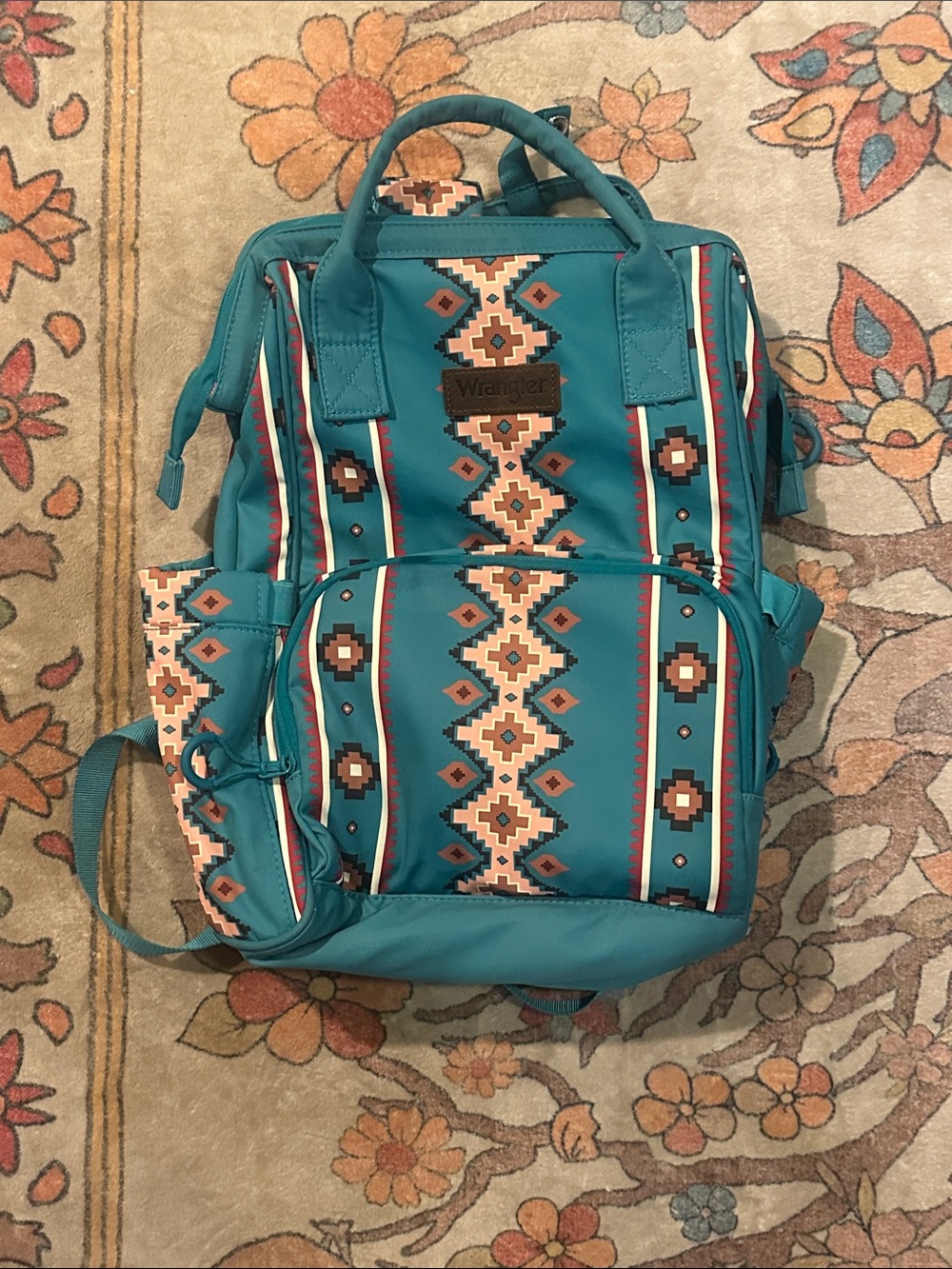 Wrangler Teal Aztec-Pattern Backpack